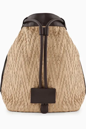 Giorgio Armani Sac à dos en raphia et cuir