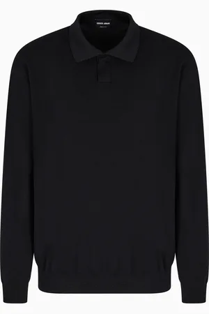 Giorgio Armani Polo à manches longues en laine point tissu