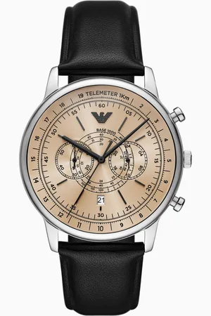 Emporio Armani Montre chronographe en cuir noir avec télémètre