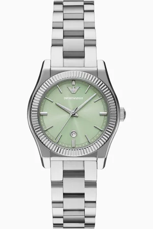 Emporio Armani Montre à trois aiguilles en acier inoxydable avec affichage de la date