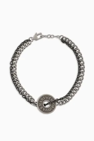 Emporio Armani Bracelet chaîne en acier inoxydable et placage gris mat