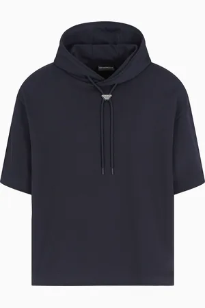 Emporio Armani Sweat-shirt à capuche et manches courtes surdimensionné en jersey ASV