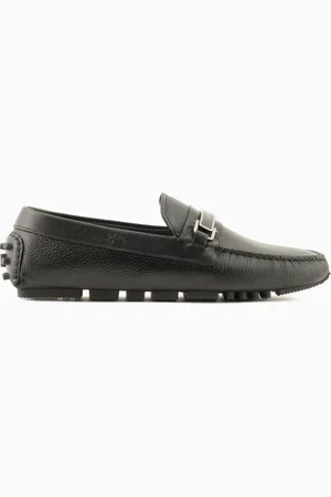Emporio Armani Mocassins driver en cuir grainé avec agrafe
