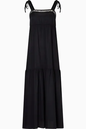 Emporio Armani Robe longue de plage en viscose avec logo en dentelle