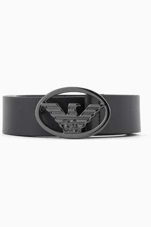 Emporio Armani Ceinture en cuir lisse avec plaque aigle