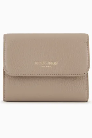 Giorgio Armani Portefeuille à trois volets en cuir de veau grainé