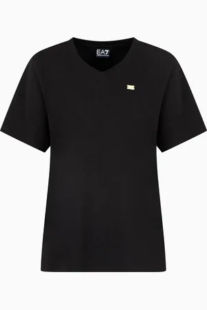 EA7 T-shirt à col en V Core Lady en jersey de coton stretch