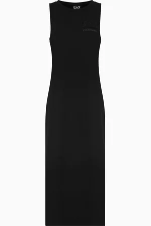 EA7 Robe longue Logo Series en coton stretch