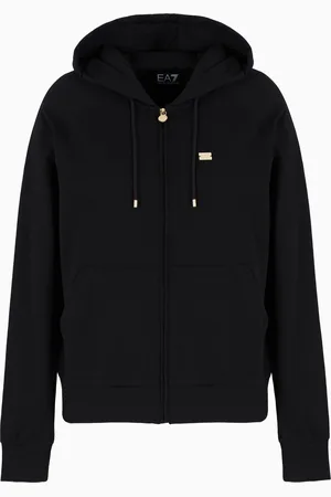 EA7 Sweat-shirt à capuche Core Lady en coton stretch