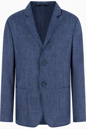 Giorgio Armani Veste à simple boutonnage en toile de laine et soie