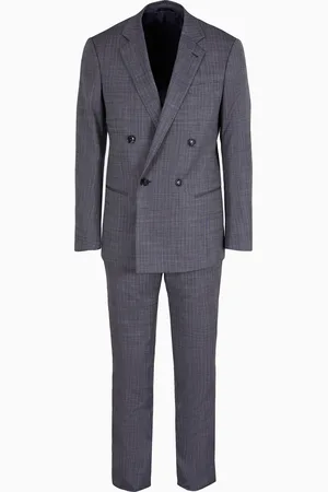 Giorgio Armani Costume croisé en pure laine vierge à carreaux gamme Soho