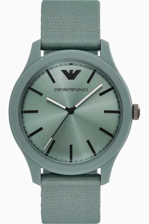 Emporio Armani Montre en tissu de nylon #tide ocean material® à trois aiguilles de couleur verte