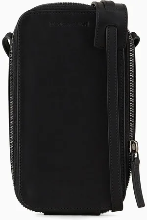 Emporio Armani Étui pour iPhone en cuir avec logo et bandoulière