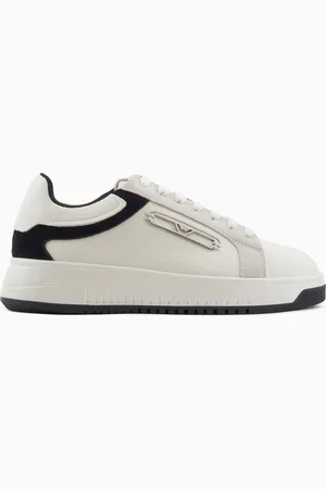 Emporio Armani Sneakers en cuir avec détails en cuir suédé et plaque aigle