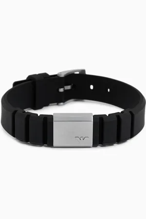 Emporio Armani Gourmette en silicone noir et acier inoxydable
