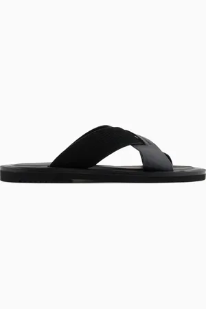Emporio Armani Sandales croisées en cuir et cuir suédé milleraies