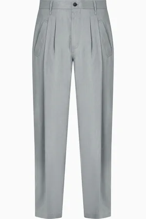 Giorgio Armani Pantalon à une pince en toile de viscose et lin