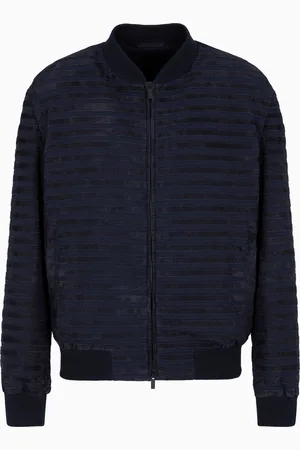 Giorgio Armani Blouson en seersucker avec empiècements en daim