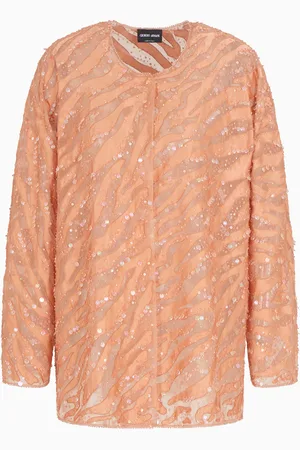 Giorgio Armani Chemise en organza avec broderie motif animalier
