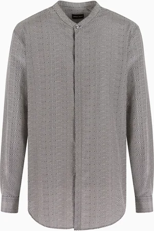 Giorgio Armani Chemise coupe classique en soie et coton à imprimé chevron