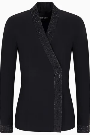 Giorgio Armani Veste à simple boutonnage en cady de soie avec cristaux appliqués