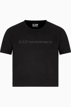 EA7 T-shirt à col ras-du-cou en jersey de coton stretch