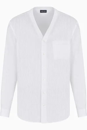 Giorgio Armani Chemise en lin coupe classique avec nervures sur le devant
