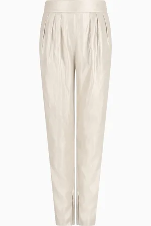 Giorgio Armani Pantalon à pinces en viscose et lin laminé