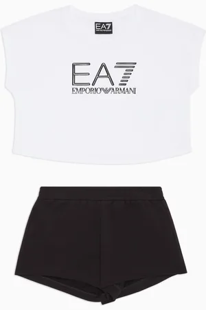 EA7 Ensemble t-shirt et short en coton Logo Series Girl