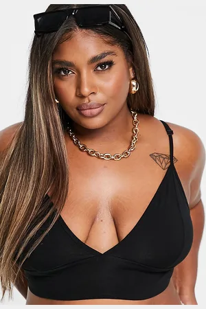 ASOS DESIGN - Sienna - Brassière rembourrée longue en dentelle - Noir