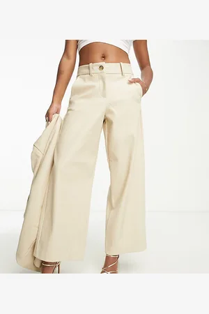 Pantalon simili cuir creme hot sale