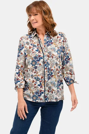 GOLDNER Chemisier imprimé - / bleu / à fleurs - Gr. 54 de
