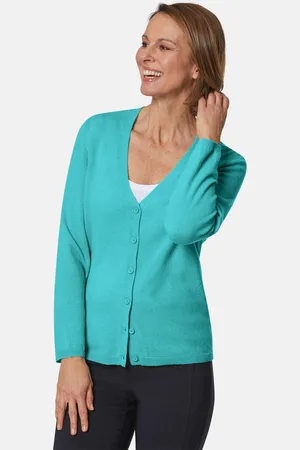 GOLDNER Cardigan col V en cachemire - vert menthe - Gr. 22 de