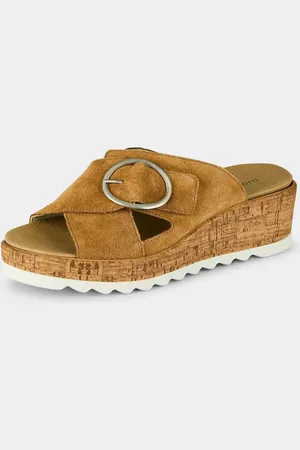 GOLDNER Mules avec lanières velcro réglables - cognac - Gr. 36 de