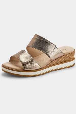 GOLDNER Mules avec lanières velcro réglables - taupe / métallique - Gr. 39 de