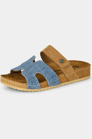 GOLDNER Mules avec lanières velcro réglables - cognac / bleu - Gr. 36 de