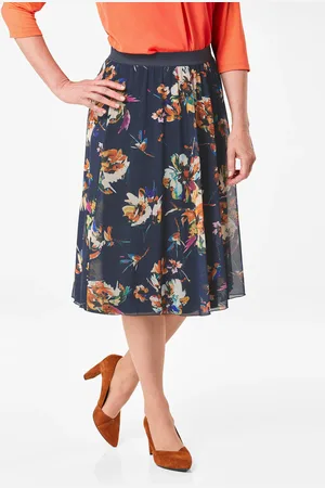 GOLDNER Jupe en mesh à imprimé floral - marine / à motifs - Gr. 20 de