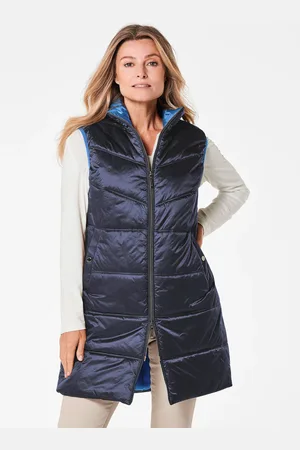 GOLDNER Long gilet matelassé à col montant - marine - Gr. 20 de