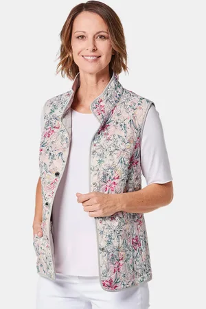 GOLDNER Gilet matelassé réversible - rosé / gris / à motifs - Gr. 20 de
