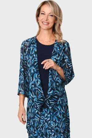 GOLDNER Ensemble veste en mousseline joliment imprimée et bustier - marine / roi / à motifs - Gr. 20 de
