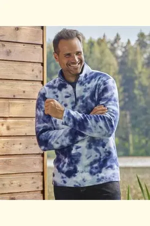 Atlas For Men Pull Polaire Zippé Tie and Dye