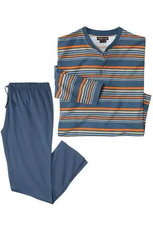 Atlas For Men Pyjama Coton Rayé Col Tunisien