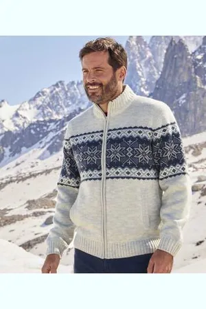 Atlas For Men Gilet Tricot Jacquard Doublé Polaire