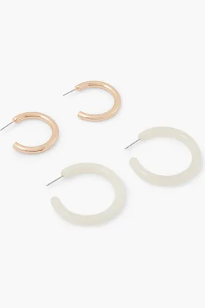 Balaboosté Set de 2 paires de créoles métal et résine