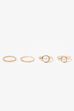 Balaboosté Set de 4 bagues avec perles