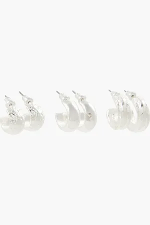 Balaboosté Set de 3 petites créoles - argenté