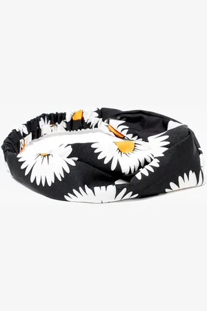 Balaboosté Bandeau imprimé fleurs - noir, blanc et jaune