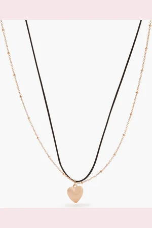 Balaboosté Collier 2 rangs chaine et fil avec pendentif cœur