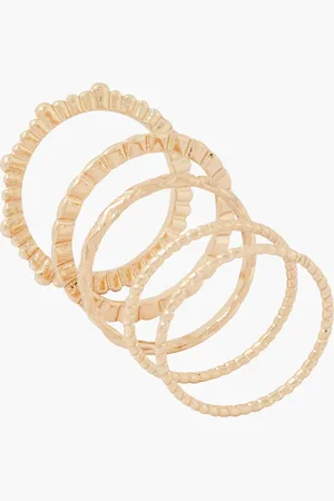 Balaboosté Set de bagues fines ciselées Wood
