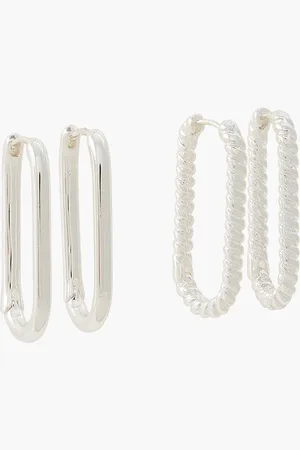 Balaboosté Set de 2 créoles rectangles - argenté